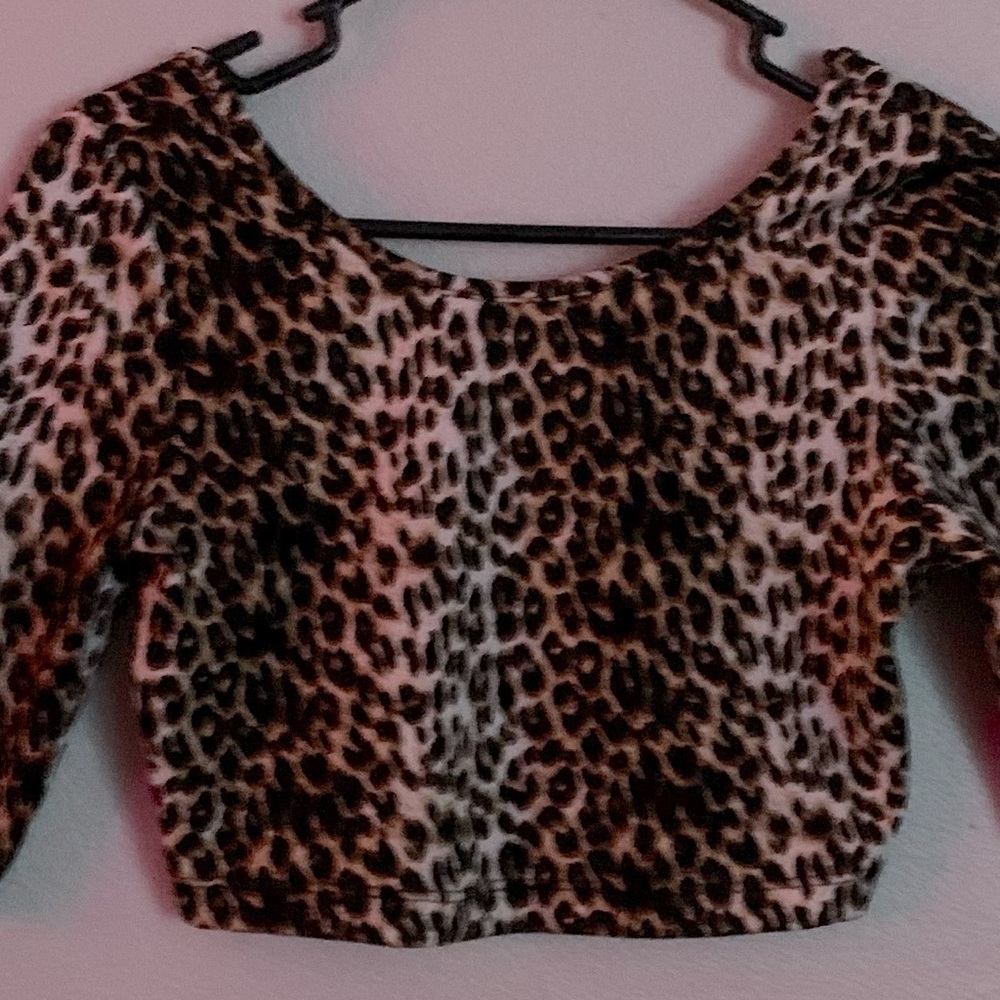 Leopard skin woman’s crop top.